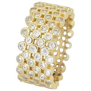 18K Yellow Gold Plated 925 ss 4.60cttw Diamond Simulant Eternity Ring Size 9 1/2